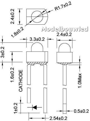 Led 1.8  MM Rood Diffused