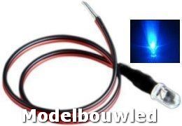 5 mm Led Blauw Helder Bedraad 12 Volt