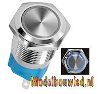 Metalen druk knop met verlichting blauw